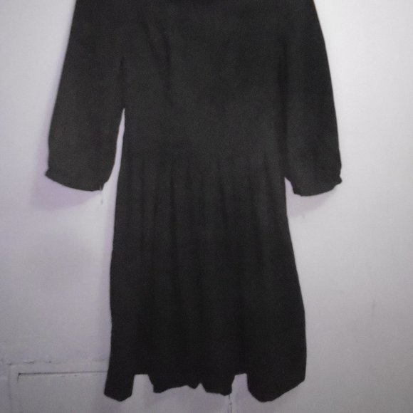 Wednesday Addams Ltl Black 3/4 Sleeve high Neck Dress Fit Bodice Pleated Skirt - Picture 2 of 4